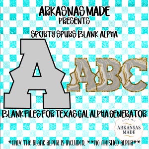 Sporty Spurs Alpha Digital Blank Letters: Custom Outline & Fill Layers, Texas Gal Compatible | DIY Monogram, Instant Download