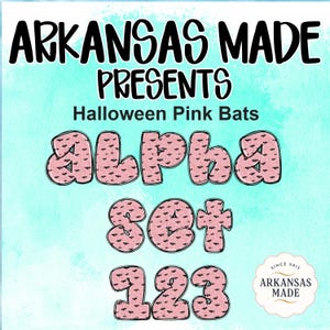Halloween Pink Bats Alpha Set 123 Digital Alpha PNGs | Spooky Cute Letters & Numbers Bundle for DIY Crafts