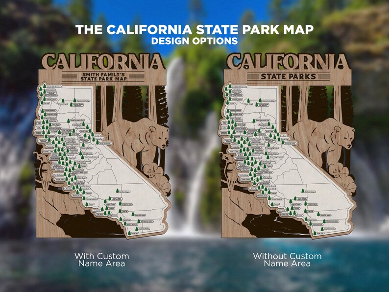 California Custom State Park Travel Map Sign, Natural Wood Sign ...