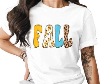 Herfst digitale download png, zonnebloem luipaard herfst bubble letters clipart, trendy herfst sublimatie ontwerp, grafisch bestand faux glitter