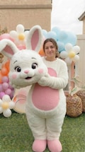 Easter Costume Mascot Professional Bunny Rabbit Suit for Adults Mall Quality White Bunny Fur suit for Spring Events Egg Hunt Ready to Ship