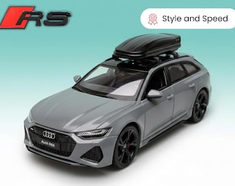 Modellino Audi RS6 in scala 1:32 – Veicolo in miniatura in lega con suoni e luci – Grigio/Nero