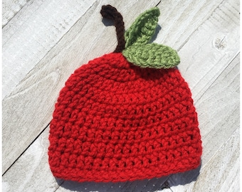 New Crochet Knit Apple Hat 0-3 Months Fall Photo Prop Your Choice Free Shipping!