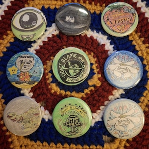 Hand Colored Pinback Buttons Choose Your Own -  Set A
