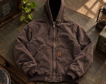 Carhartt J130 Active Jacket Brown | Men's Workwear Jacket | Carhartt Canvas Winter Jacket | Outdoor Work Jacket | J130 Vintage Bomber Jacket