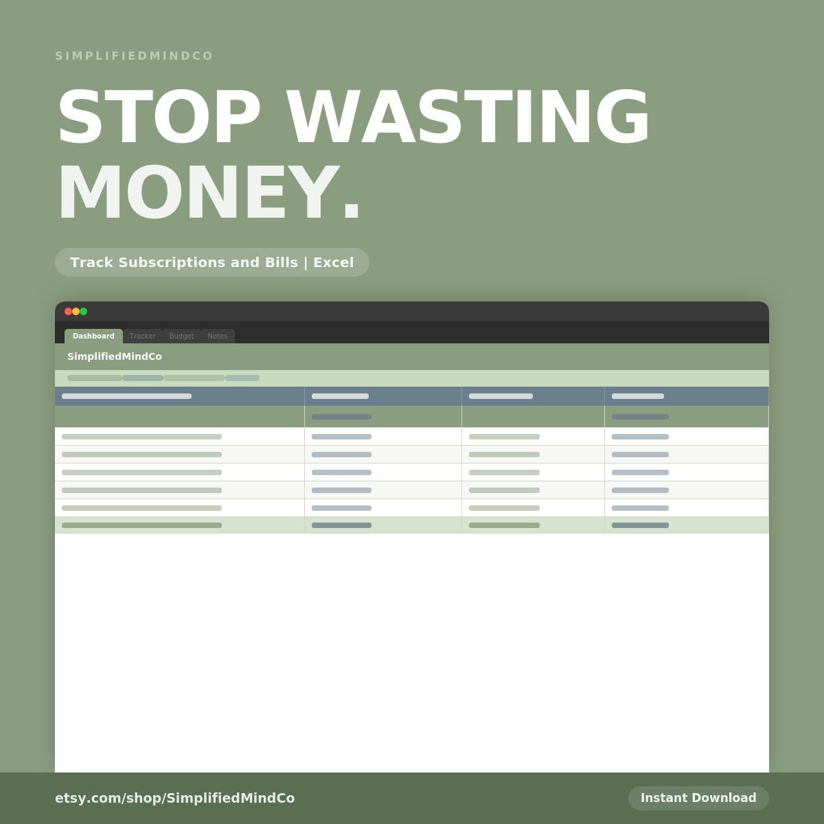 Subscription Tracker Excel Template | Budget, Renewal Calendar, Savings ...