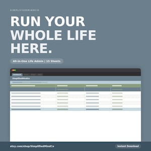 Complete Life Admin Excel Template | Home Document Organization System
