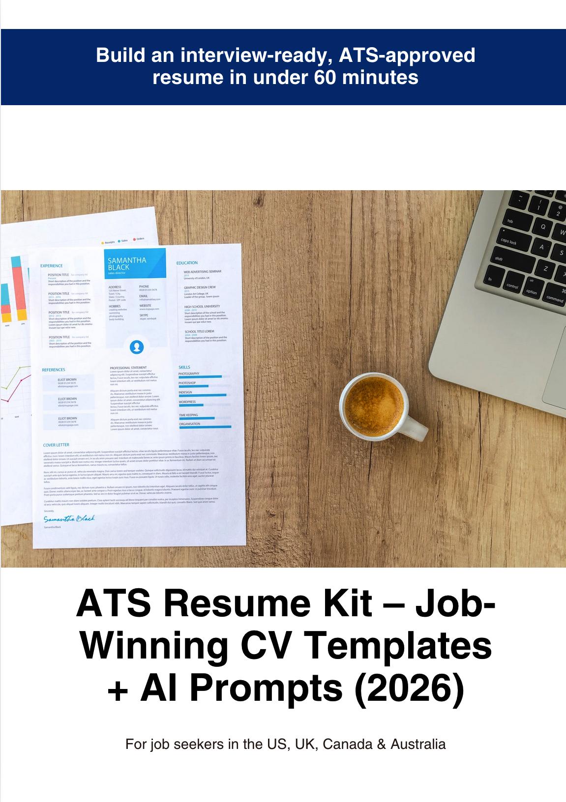 ATS Resume Kit 2026 | ATS Friendly Resume Template + AI Prompts | Job ...
