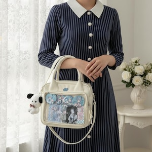 Flickuniform Ita Crossbody-väska - Japansk collegeryggsäck med tre möjligheter, tvådimensionell transparent väska