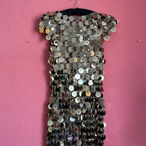 paco rabanne chainmail mini dress Paco Rabanne - Embellished Metallic Mini Dress