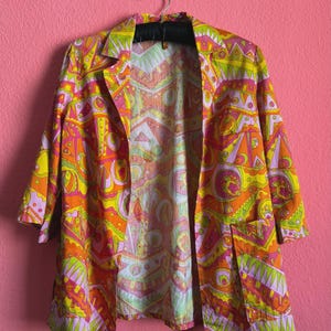 1970s Psychedelic Print Jacket Vintage – Bold Retro Pattern Jacket – Statement Lightweight Jacket M L