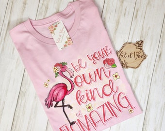 Flamingo Graphic T-Shirt - 'Be Flamazing' Bella Canvas Tee