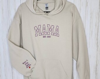 Mama Hoodie - personalized with kids names on the sleeve.