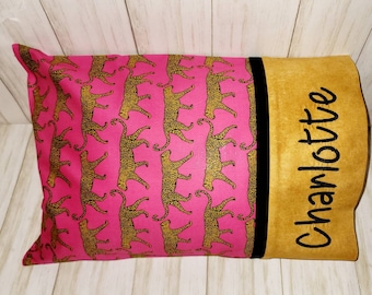 Hot Pink Cheetah Print Pillowcase,  Personalized Pillowcases