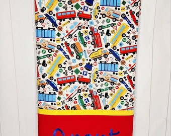 Personalized Transportation Pillowcase: Toddler, Twin Sizes