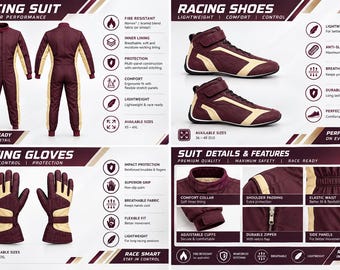 Go-kart racepak CIK/FIA niveau 2 goedgekeurd, inclusief gratis cadeaus.