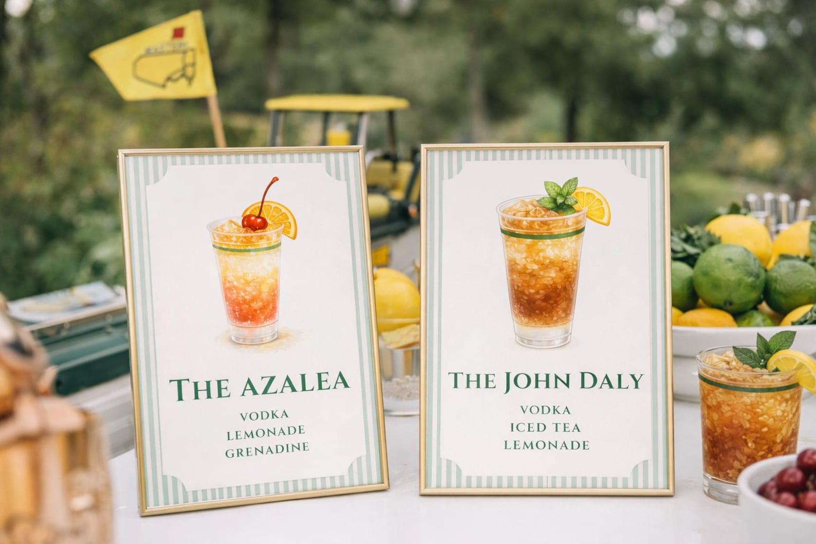 Masters Party Drink Signs | Azalea John Daly Cocktail Menu (digital ...