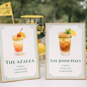 Masters Party Drink Signs | Azalea John Daly Cocktail Menu (Digital Download)