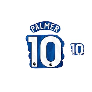 Pode incluir: Gráfico azul e branco com o nome "PALMER" acima do número "10". O número "10" está em branco com contorno azul e fundo azul. Uma versão menor do número "10" também está presente.