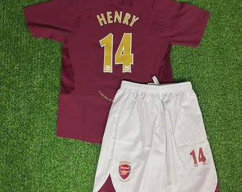 Conjunto infantil burdeos de Thierry Henry del Arsenal 2005/06, camiseta juvenil de la final de Highbury.