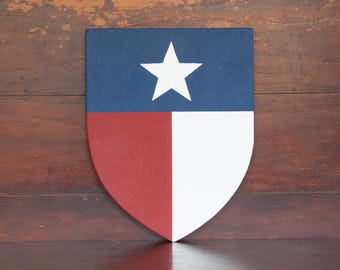 Texan/Texas Flag Shield | Solid Wood Wall Décor | Hand-Crafted