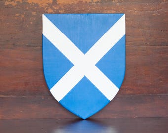 Scottish/Scotland Flag Shield | Solid Wood Wall Décor | Hand-Crafted