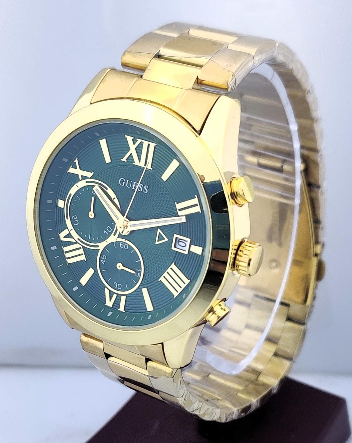 GUESS Orologio Uomo 42mm Multifunzione - Cassa Argento, Quadrante Blu, Bracciale Acciaio