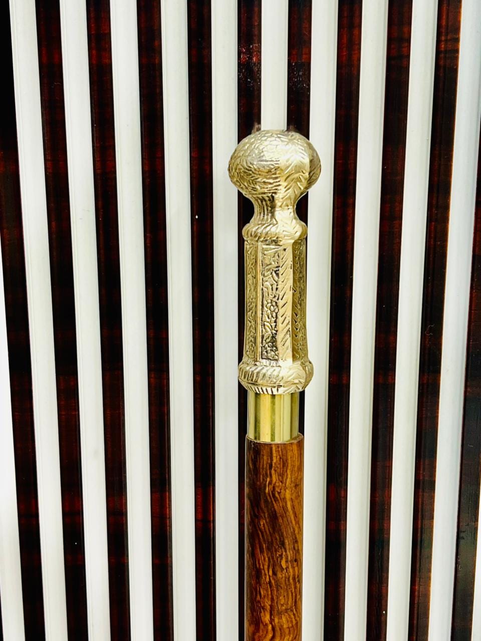 Handmade Wooden Walking Stick Cane With Royal Brass Handle