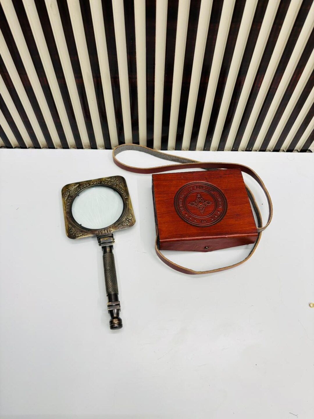 Antique Vintage Brass Henry Hughes Desk Magnifier Folding Magnifying antique-vintage-brass-henry-hughes-desk-magnifier-folding-magnifying