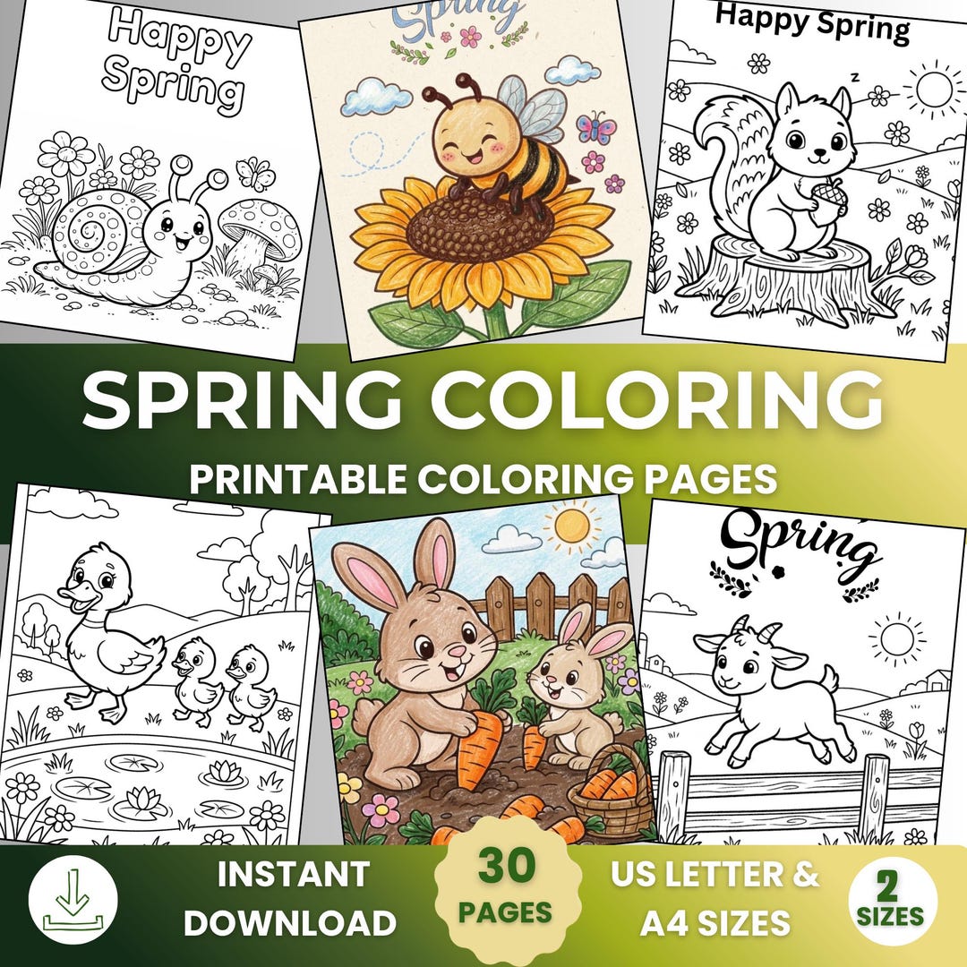Spring Animals Coloring Pages, Activities for Kids (digital Download ...
