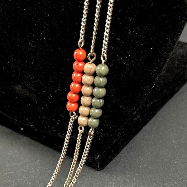 36" Multi Chain & Bead Necklace with matching earrings, Layering Jewelry