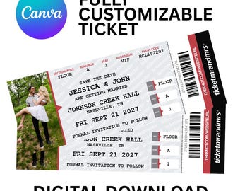 Concert Ticket Wedding Save the Date | Editable Wedding Template (Digital Download)