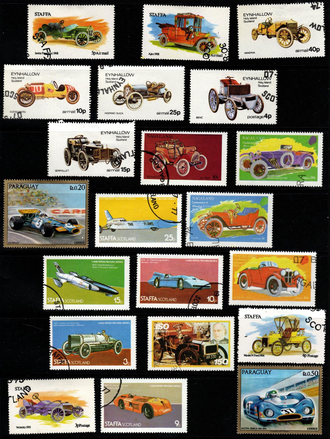 50 Vintage Car Stamps Used Racing Classic Vehicles Mixed Countries - Etsy
