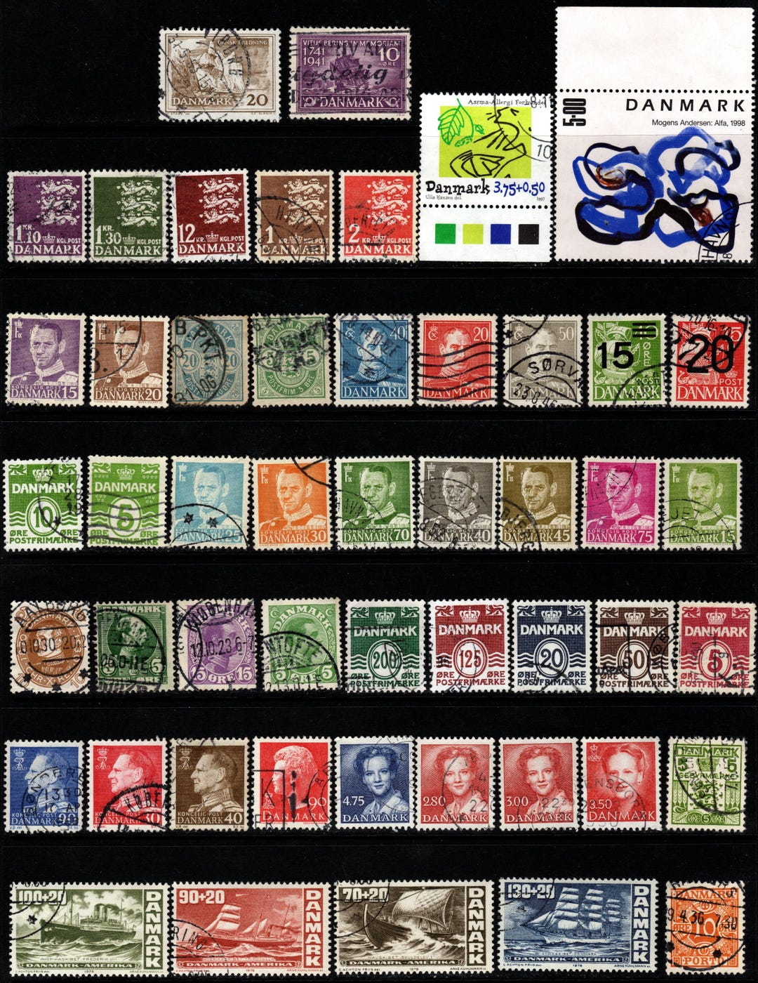 Denmark 50 Different Used Stamps off Paper No Duplicates Exact Lot B - Etsy