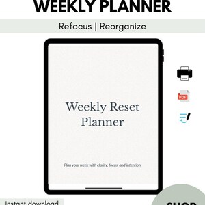Planificador semanal minimalista / Descarga digital sin fecha