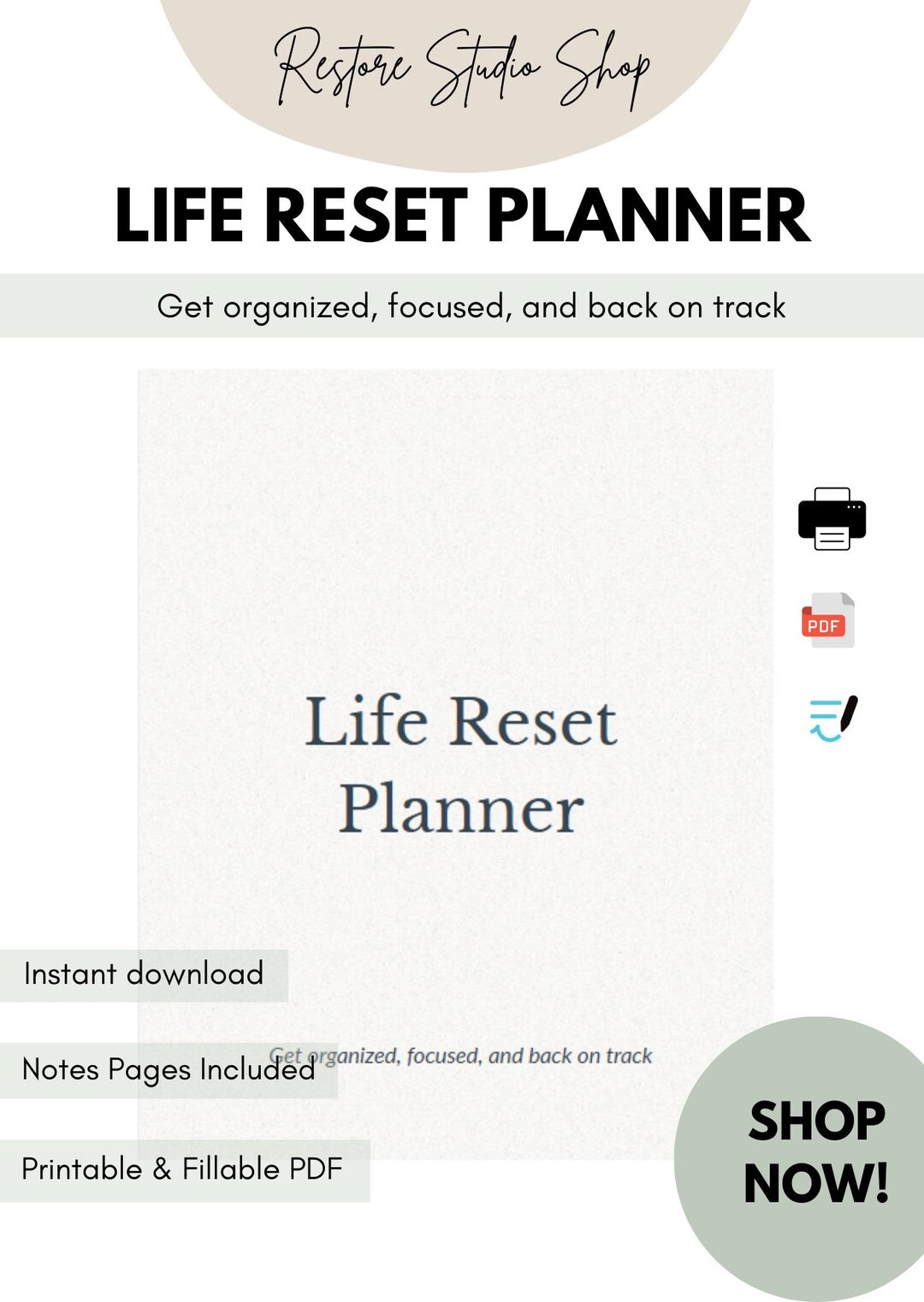 Life Reset Weekly Planner | Printable Productivity Pages (digital ...