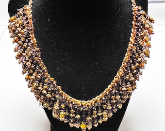 CLEOPATRA Statement Necklace Set Tiger's Eye/Smokey Quartz Gemstones/Crystals/Gold/Copper Gifts For Her BOHO Jewelry Anniversary Birthday
