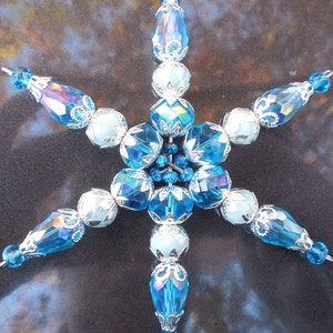 Glass SNOWFLAKE Ornament Iridescent Blue Aqua Crystal Silver Christmas Window House Decor Sun Catcher Gifts for Her Mom Ladies Sister Home image 1