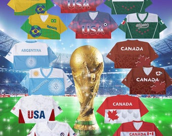 Personalized 2026 Cropped World Cup Soccer Jersey, Custom Country Code Jersey, International Football Tournament Fan Gift, Team Gift