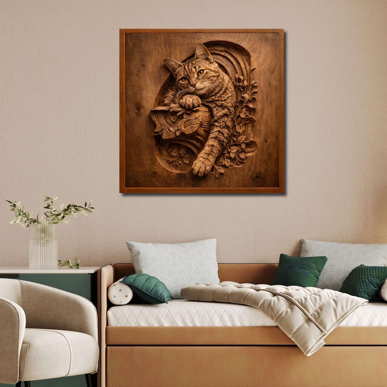 Cat Relief STL 3D Wood Carving | Cute Cat CNC Router Model | Pet Animal ...