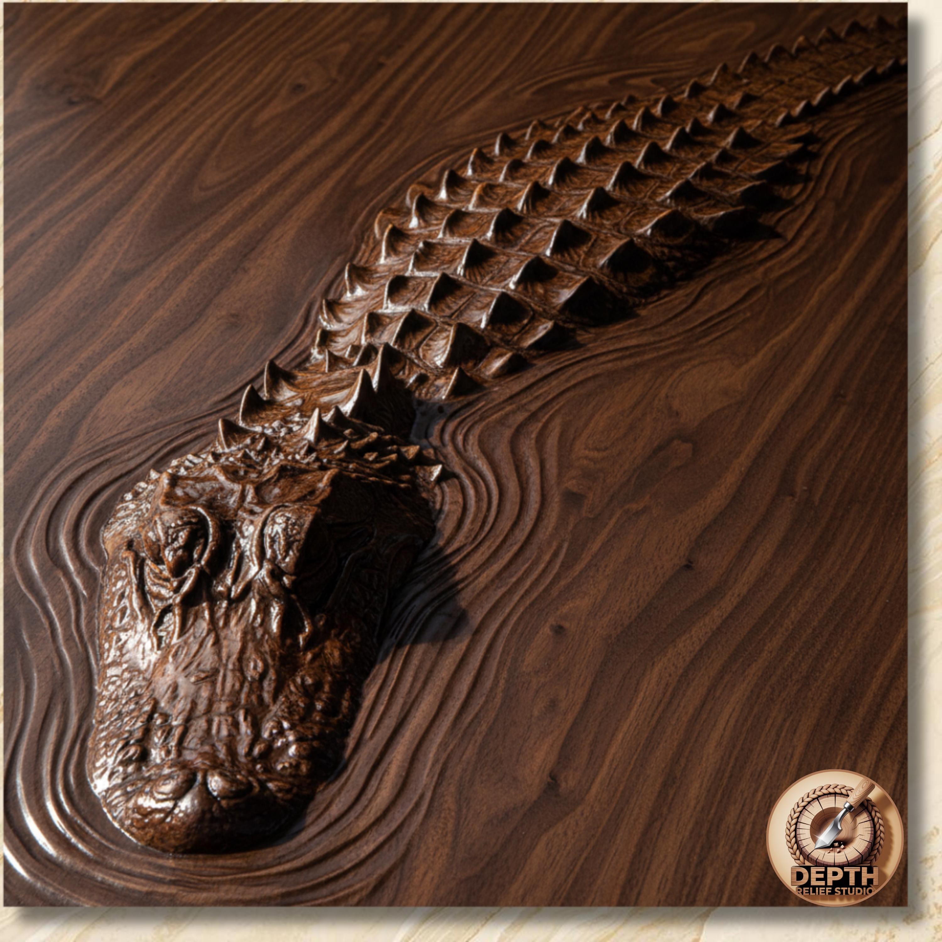 Crocodile Relief STL | 3D Carving Model, CNC Router File (digital ...