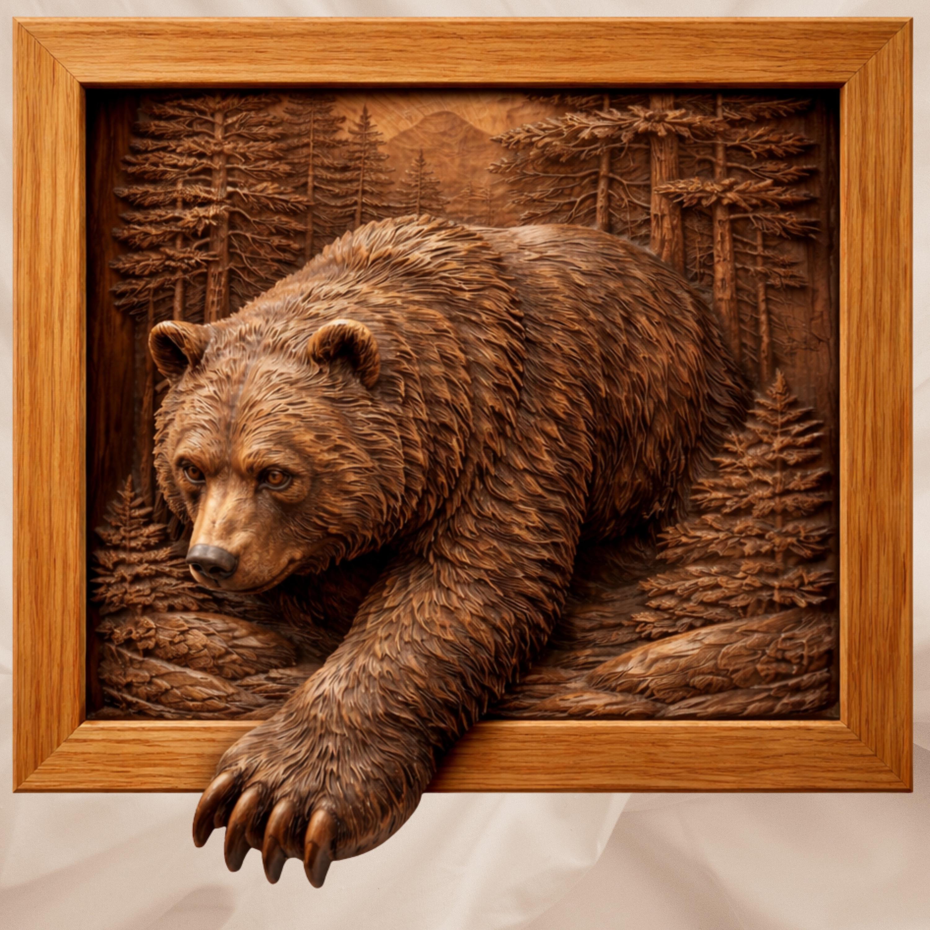 Wooden 3d Bear Wall - Etsy Canada