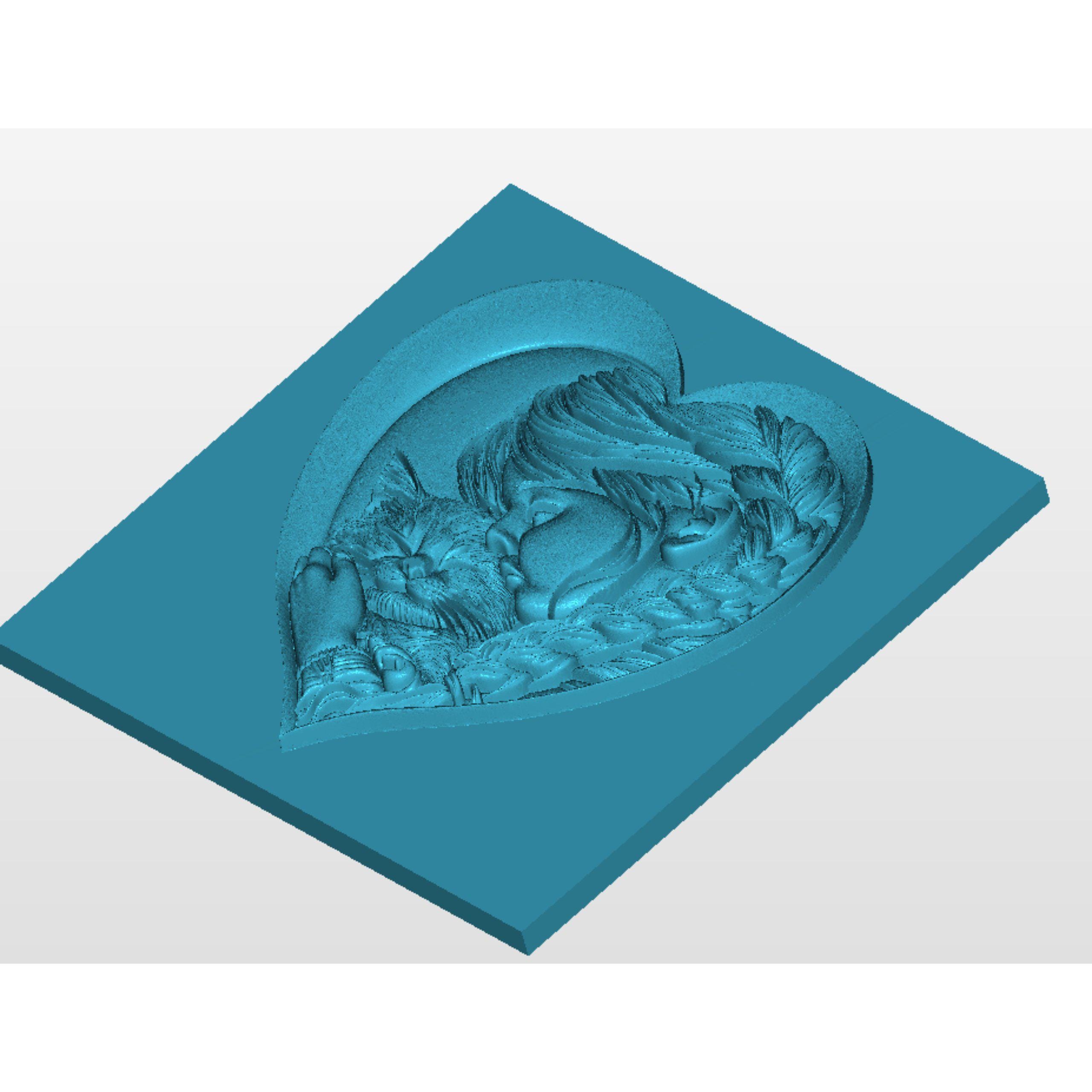 Cute Girl Cat Love 3D Relief STL | Pet CNC Wood Carving File | Pet Wall ...