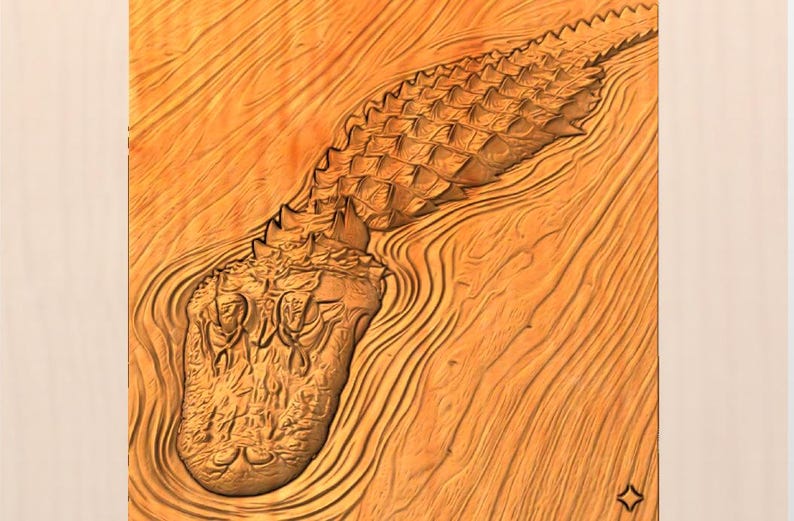 Crocodile Relief STL | 3D Carving Model, CNC Router File (digital ...