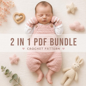 Crochet Baby Romper Mittens Pattern | Newborn Set (2 PDF Bundle)