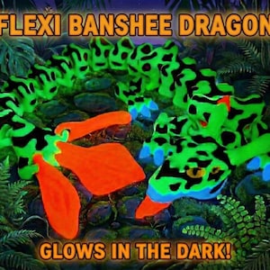 Dragón Banshee Gigante que Brilla en la Oscuridad – Juguete Articulado y Flexible para Niños con Luz UV INCLUIDA GRATIS