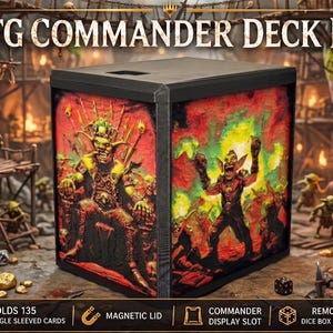 Pudełko na karty Goblin Horde MTG Commander Deck Box z pudełkiem na kostki | Magnetyczne wieczko | Miejsce na 135 kart | Miejsce na karty Commander | Etui na karty Fairy Enchantment