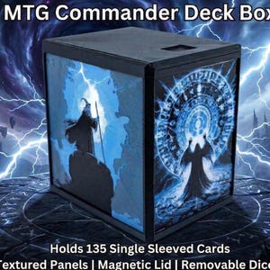 Lightning Wizard MTG Commander Deck Box – 3D Textured Hueforge Art | Magnetic Lid | Front Display Slot
