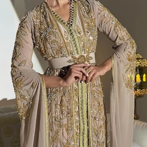 luxury custom embroidered dress designs Custom Embroidered Kaftan Dress