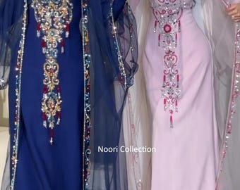 Luxury Champagne Beige Moroccan Kaftan Gold Embroidery Takchita (Made to Order)